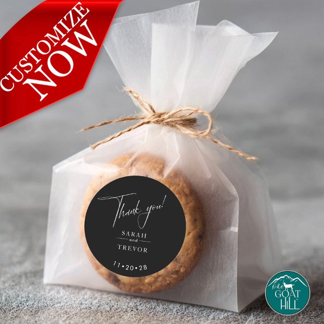 Modern Simple Black & White Classic Round Sticker (Creator Uploaded)