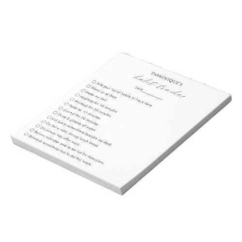 Modern Simple Black White Elegant Habit Tracker Notepad