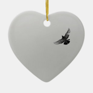 Modern simple black white flying bird pigeon photo ceramic ornament