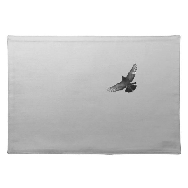 Modern simple black white flying bird pigeon photo cloth placemat (Front)