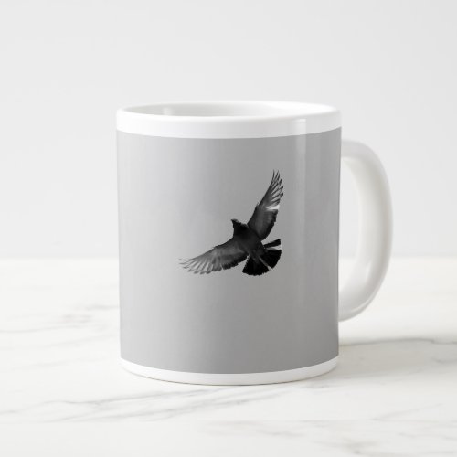 Modern simple black white flying bird pigeon photo giant coffee mug