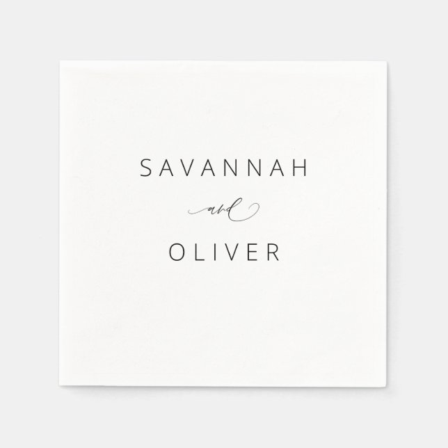 Modern Simple Black & White Napkins (Front)