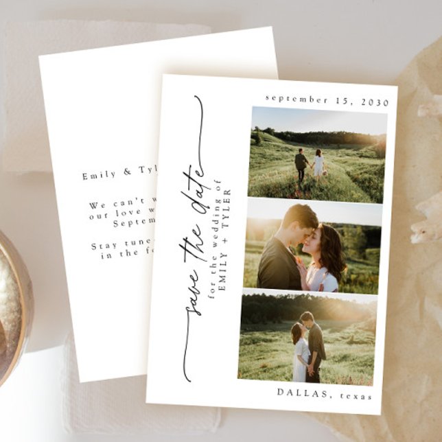 Modern Simple Black & White Photo Wedding Holiday Card (Creator Uploaded)