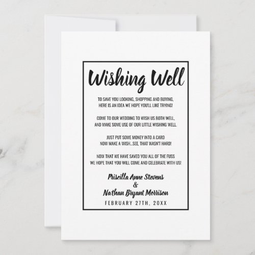 Modern Simple Black White Pinstripe Wishing Well Invitation