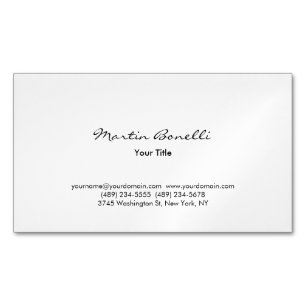 Modern Simple Black & White Professional Business Card Magnet