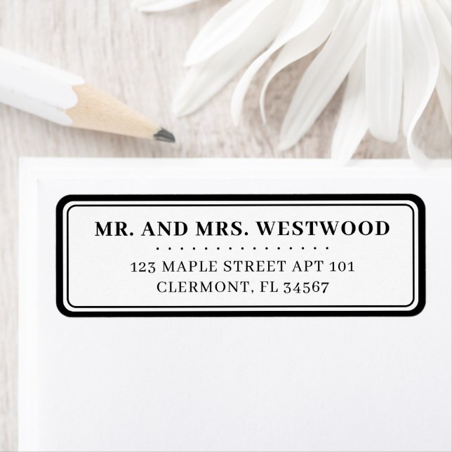 Modern Simple Black White Return Address Label (Insitu)