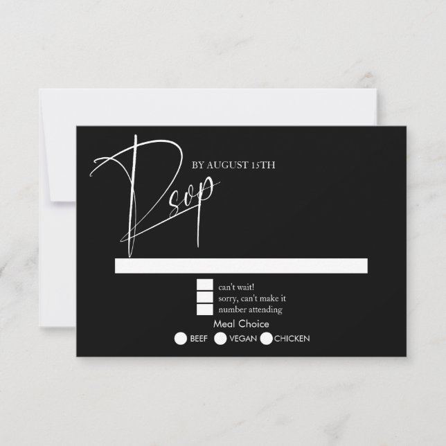 Modern Simple Black & White RSVP Card (Front)