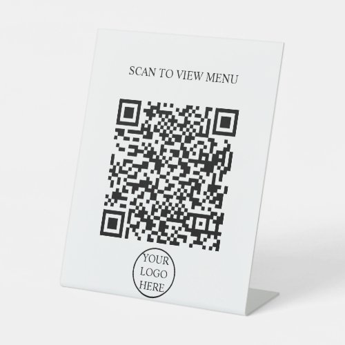 Modern Simple black  white Scan QR Code Menu  Pedestal Sign