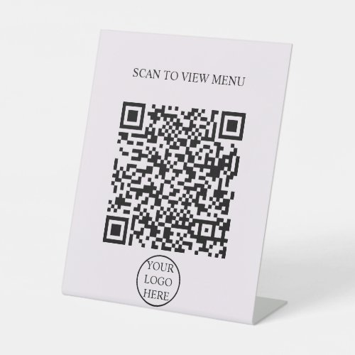 Modern Simple black  white Scan QR Code Menu  Pedestal Sign