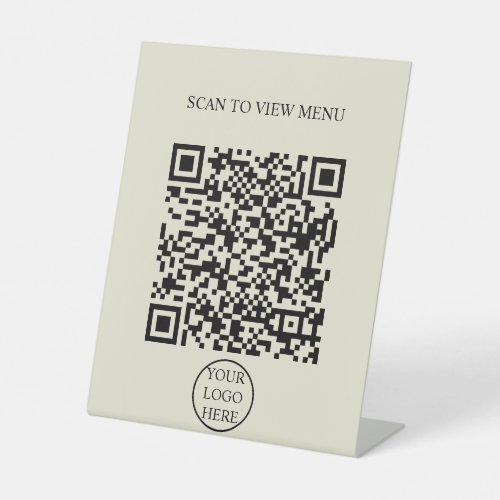 Modern Simple black  white Scan QR Code Menu  Pedestal Sign