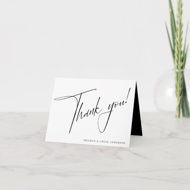 Modern Simple Black & White Thank You Card (Front)