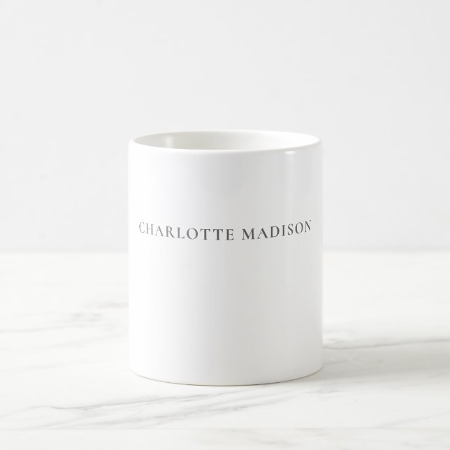 Modern Simple Black White Trendy Minimalist Name Coffee Mug (Center)