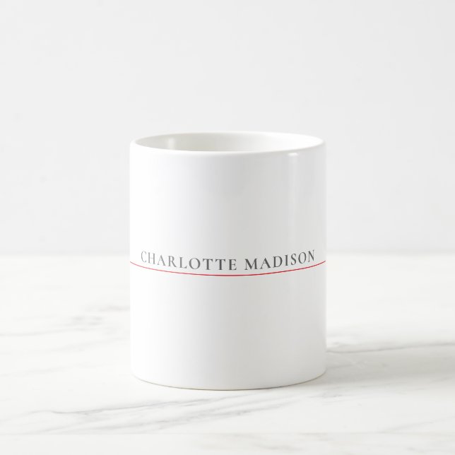 Modern Simple Black White Trendy Minimalist Name Coffee Mug (Center)