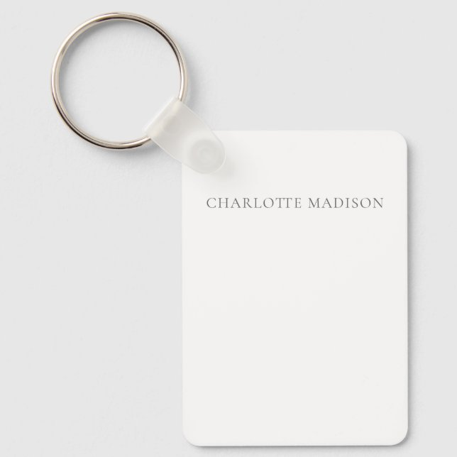 Modern Simple Black White Trendy Minimalist Name Keychain (Front)