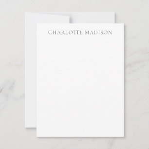 Modern Simple Black White Trendy Minimalist Name Note Card