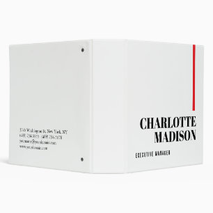 Modern Simple Black White Trendy Minimalist Plain 3 Ring Binder