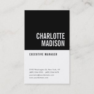 Modern Simple Black White Trendy Minimalist Plain Business Card