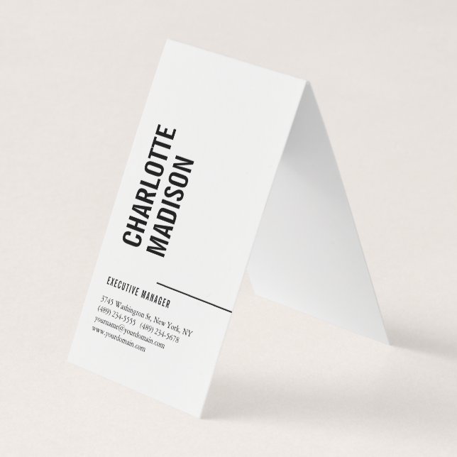 Modern Simple Black White Trendy Minimalist Plain  Business Card (Front)