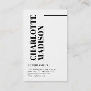 Modern Simple Black White Trendy Minimalist Plain Business Card