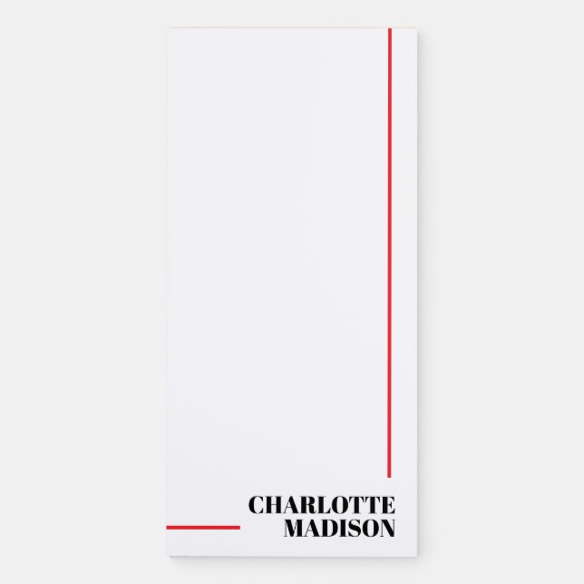 Modern Simple Black White Trendy Minimalist Plain  Magnetic Notepad (Front)