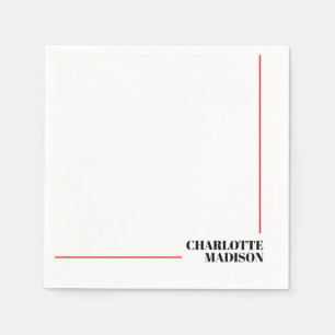 Modern Simple Black White Trendy Minimalist Plain  Napkins