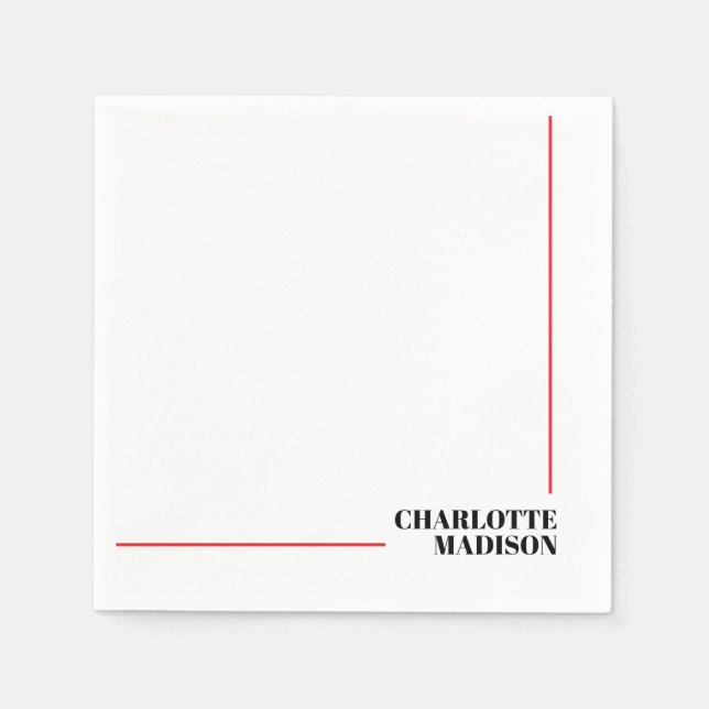 Modern Simple Black White Trendy Minimalist Plain  Napkins (Front)