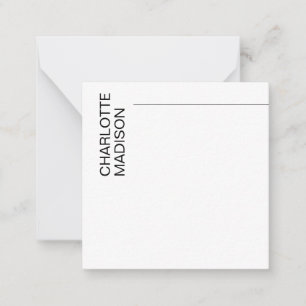 Modern Simple Black White Trendy Minimalist Plain  Note Card