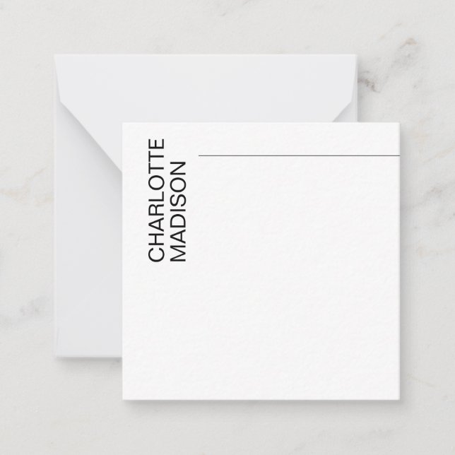 Modern Simple Black White Trendy Minimalist Plain  Note Card (Front)