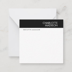 Modern Simple Black White Trendy Minimalist Plain  Note Card