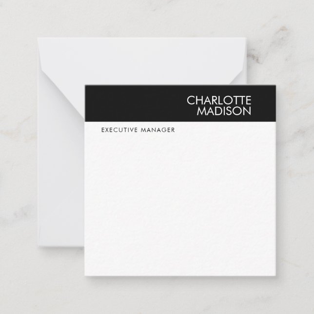 Modern Simple Black White Trendy Minimalist Plain  Note Card (Front)