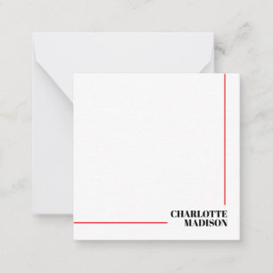 Modern Simple Black White Trendy Minimalist Plain  Note Card