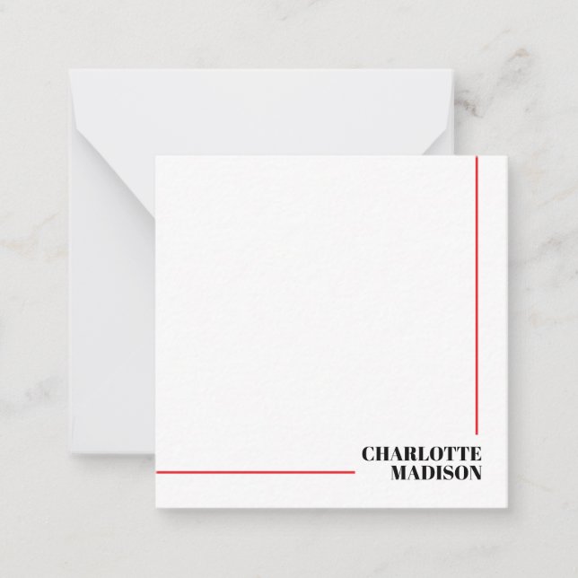 Modern Simple Black White Trendy Minimalist Plain  Note Card (Front)