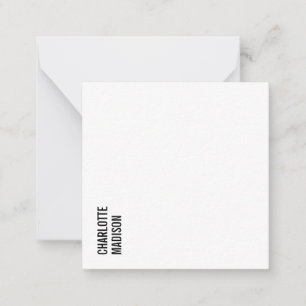 Modern Simple Black White Trendy Minimalist Plain  Note Card