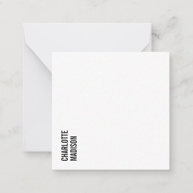 Modern Simple Black White Trendy Minimalist Plain  Note Card (Front)