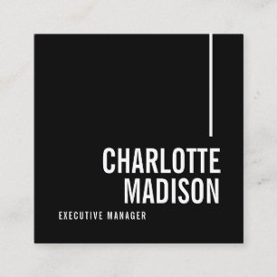 Modern Simple Black White Trendy Minimalist Plain Square Business Card
