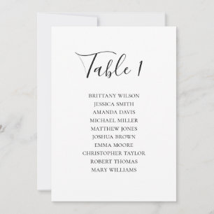 Modern Simple Black & White Wedding Seating Chart Invitation