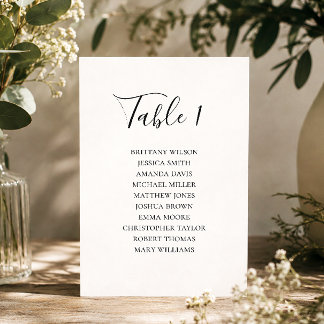 Modern Simple Black & White Wedding Seating Chart Invitation