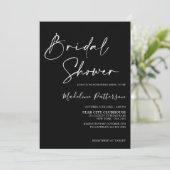 Modern Simple Black with Photo Bridal Shower Invitation (Standing Front)