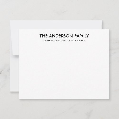 Modern Simple Block Family Couple Name Note Card