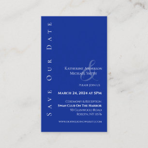 Modern Simple Blue and white-Save the Date- Business Card