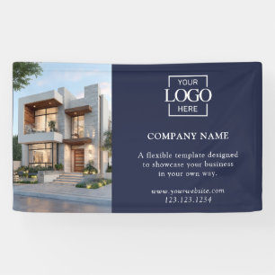 Modern Simple Blue Business Logo Professional Banner