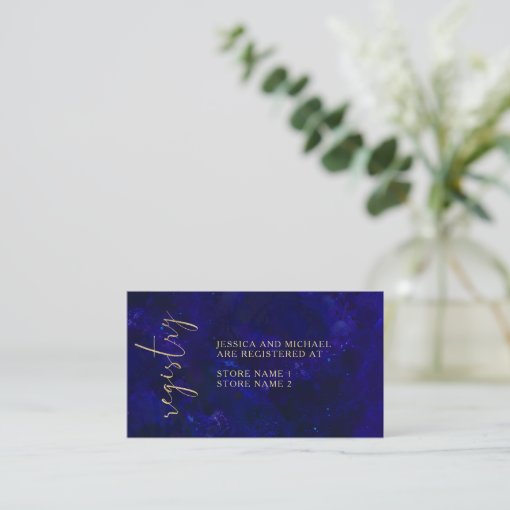 Modern Simple Blue Calligraphy Wedding Registry Enclosure Card Zazzle