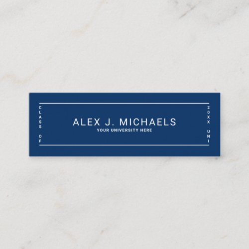 Modern simple blue class of graduation name card