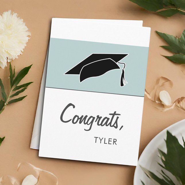 Modern Simple Blue Congrats Graduation Card (Creator Uploaded)