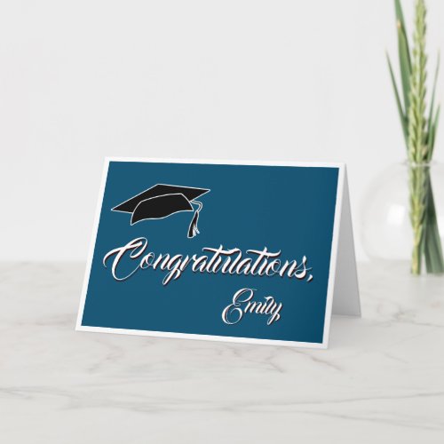 Modern Simple Blue Congratulations Graduation Card