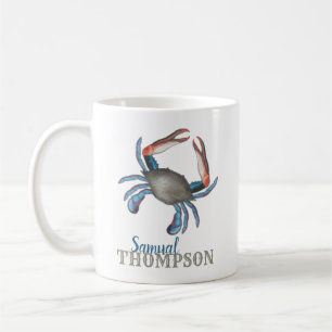 Modern Simple Blue Crab Nautical Elegant Coffee Mug