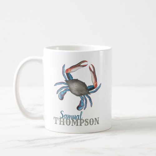Modern Simple Blue Crab Nautical Elegant Coffee Mug