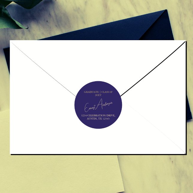 Modern Simple Blue Graduation Return Address Seal (Creator Uploaded)