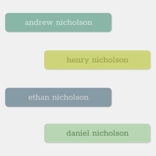 Modern Simple Blue Green Waterproof Name Labels