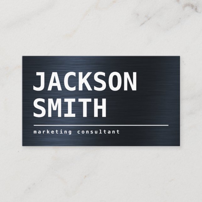 Modern Simple Blue Metal professional Business Card (Front)